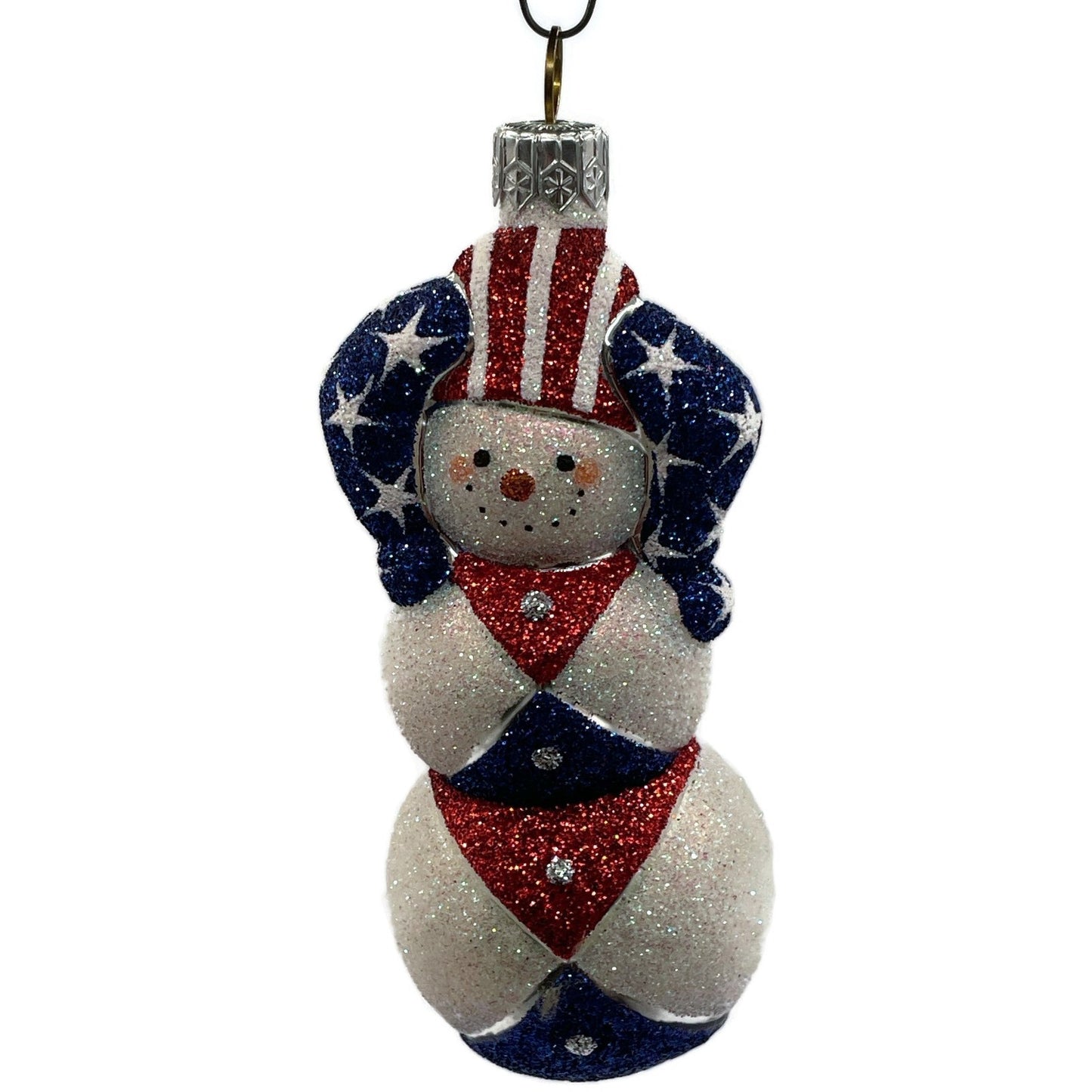Patricia Breen Harlequin Snowman Patriotic Stars Stripe Christmas Tree Ornament