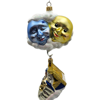 Patricia Breen Sweet Dreams Pearl Bed Gold Trim Moon Sun Christmas Tree Ornament