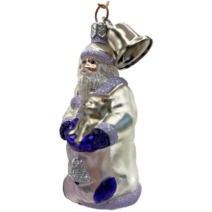 Patricia Breen Santa With Kitten Bell Lavender Complimentary Christmas Ornament