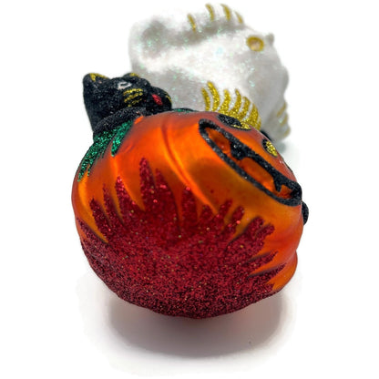 Larry Fraga Halloween You Scared Me Glitter Series Ghost Cat Christmas Ornament