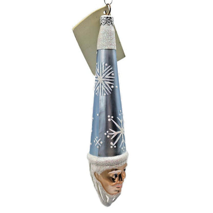 Patricia Breen Winter Wizard Ice Blue Santa Head Snowflakes Christmas Ornament