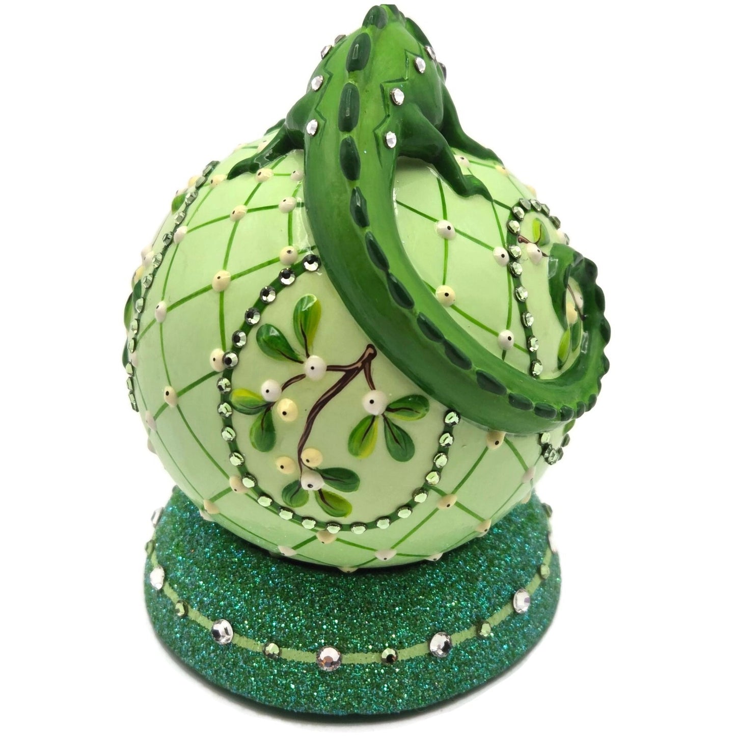 Patricia Breen Chameleon Cachette Mistletoe Floral Candy Container Christmas