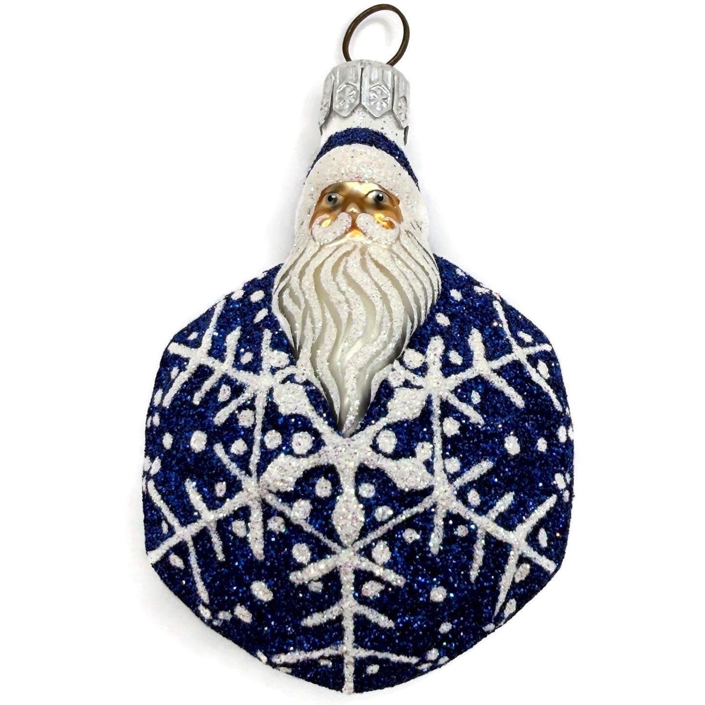 Patricia Breen Snowflake Noel Blue Santa Claus Hexagon Christmas Ornament 2257