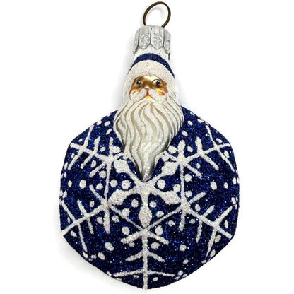 Patricia Breen Snowflake Noel Blue Santa Claus Hexagon Christmas Ornament 2257