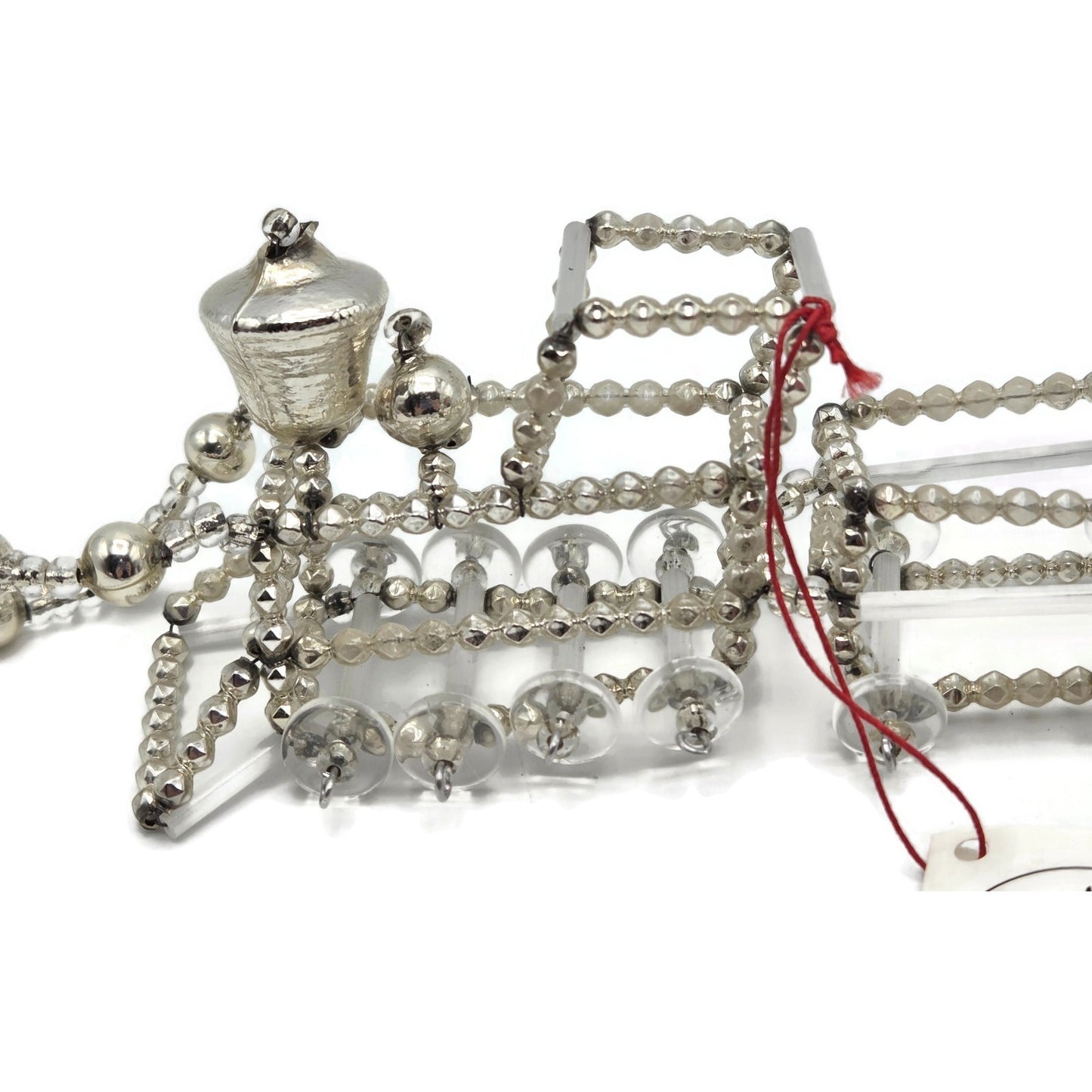 Christopher Radko Train Locomotive Garland Czech Silver Beaded 92-216