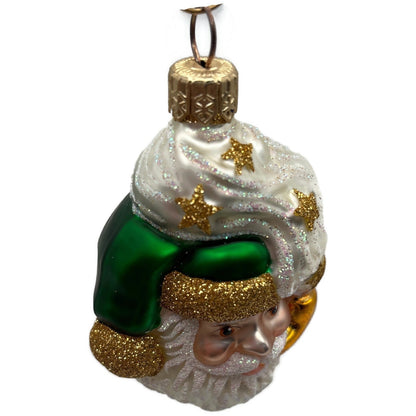 Patricia Breen Miniature Merry Olde Elf Green Gold Stars Christmas Tree Ornament