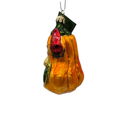 Slavic Treasures Demon Gourd Blown Glass Orange Halloween Tree Ornament 02-1076