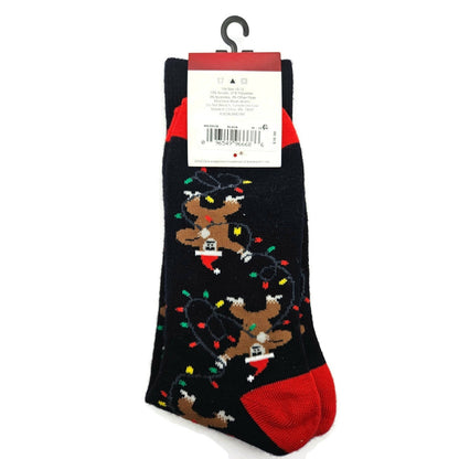 Davco Christmas Socks Monkey Black Red Holiday Patterned Stocking Stuffers
