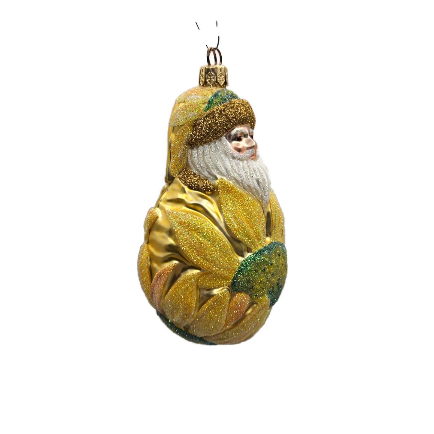 Patricia Breen Sunflower Santa Claus Yellow Floral Spring Christmas Ornament