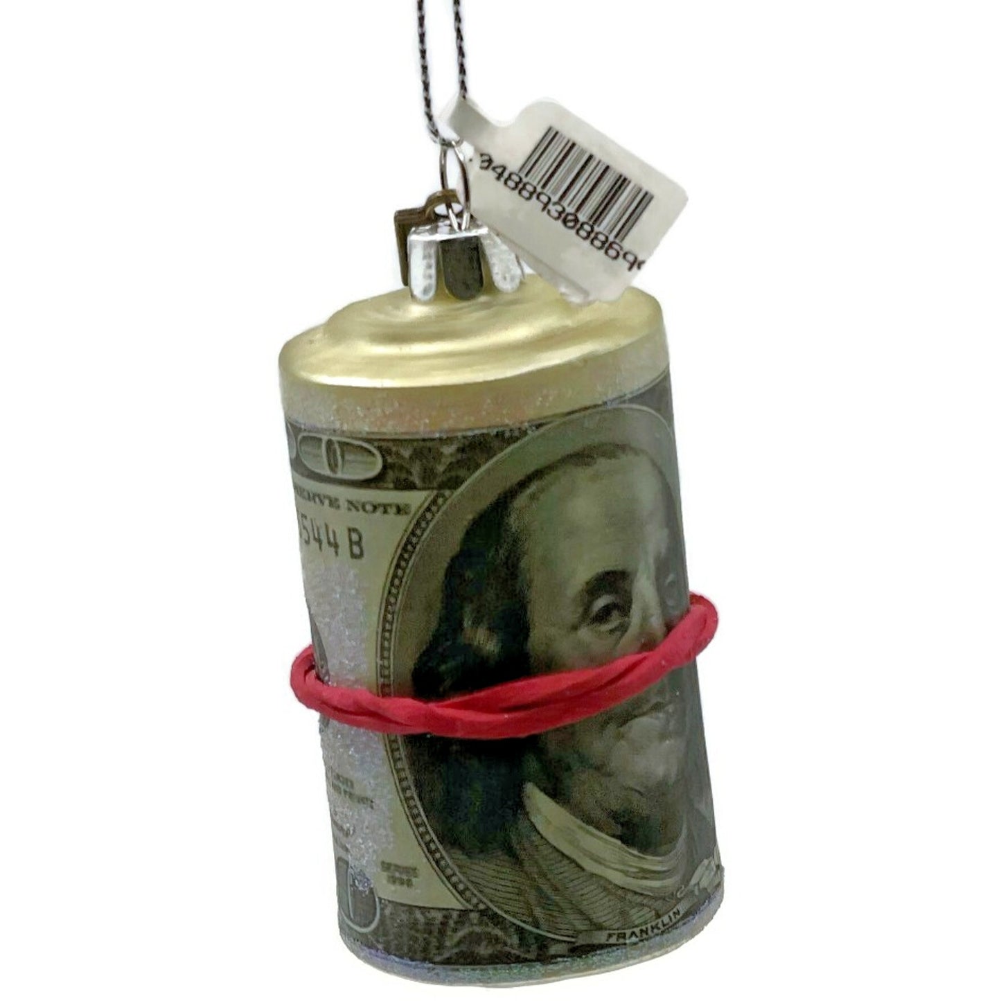$100 Dollar Bills Money Cash Ornament Glass Benjamin Franklin Christmas Decor