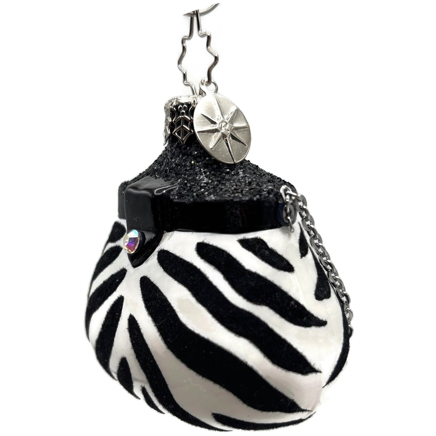 Christopher Radko Viva La Mode Zebra Purse Handbag Christmas Ornament 1012039