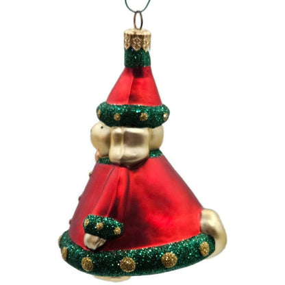 Patricia Breen Santas Helper Red Glittered Dotted Gold Christmas Tree Ornament