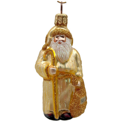 Patricia Breen Miniature Millennium Santa Gold Christmas Tree Ornament NM
