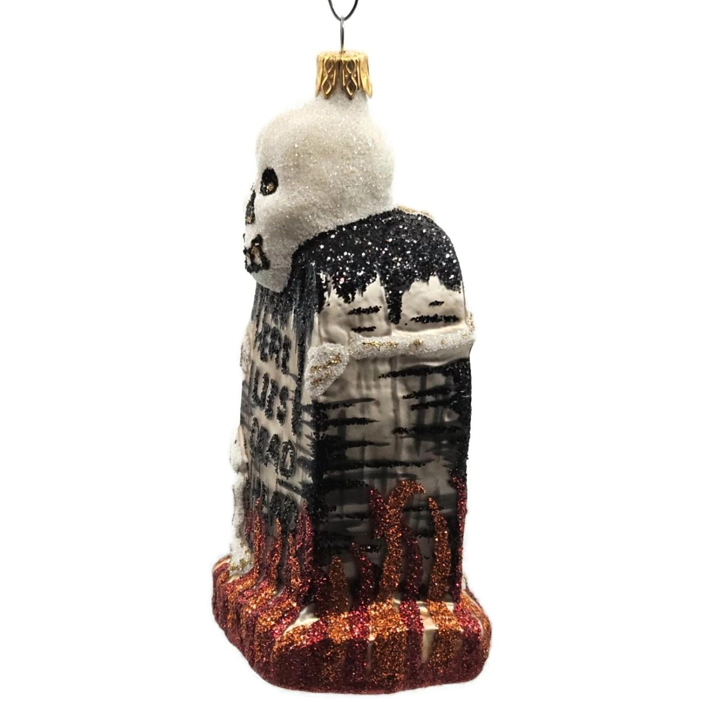 Larry Fraga Graveyard Marker Skeleton Glass Halloween Christmas Ornament 5961