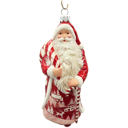 Patricia Breen Joyeux Noel Henri Red White Peppermint Stripe Christmas Ornament
