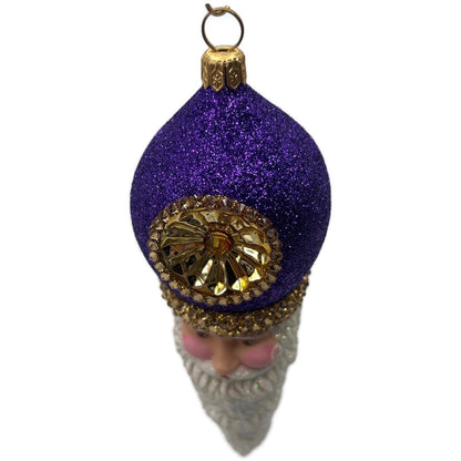 Patricia Breen Vendome Claus Glittered Purple Reflector Christmas Ornament CATZ