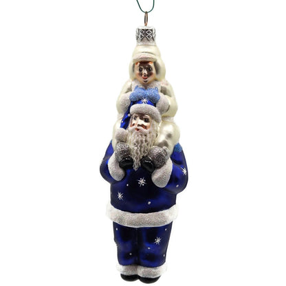 Patricia Breen Carry Me Santa Claus Cobalt Pearl Snowflakes Christmas Ornament