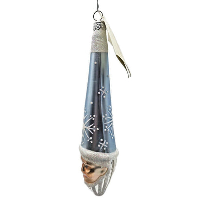 Patricia Breen Winter Wizard Ice Blue Santa Head Snowflakes Christmas Ornament