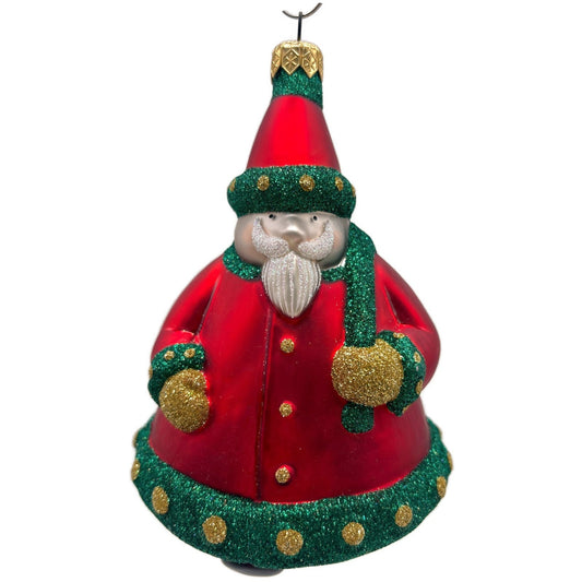 Patricia Breen Santa Delivers Gold Dotted Green Red Christmas Tree Ornament NM