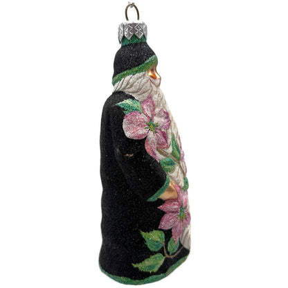 Patricia Breen Clematis Santa Black Pink Flowers Spring Christmas Tree Ornament