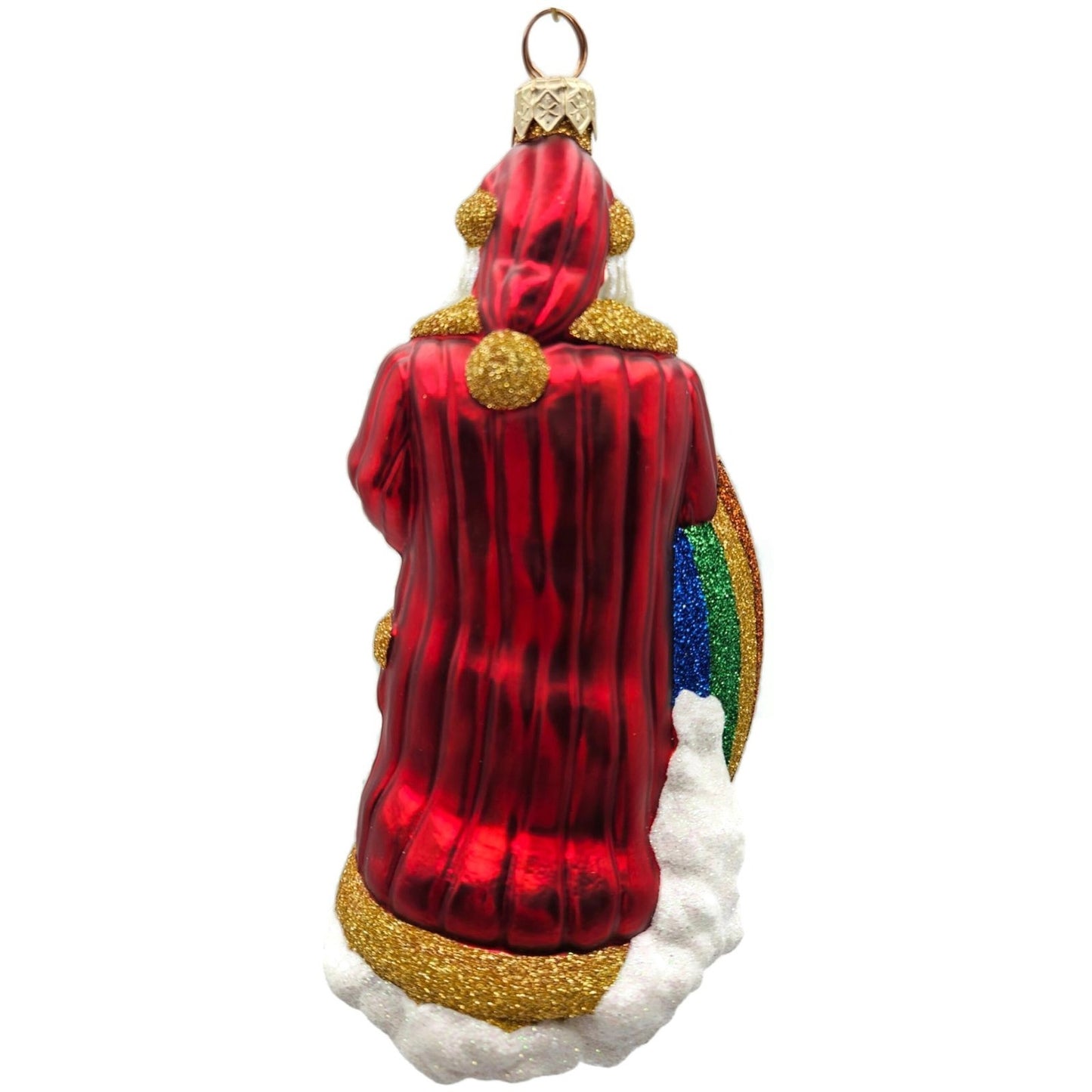 Patricia Breen Rainbow Santa Claus Red Glass Christmas Tree Ornament CATZ 2029