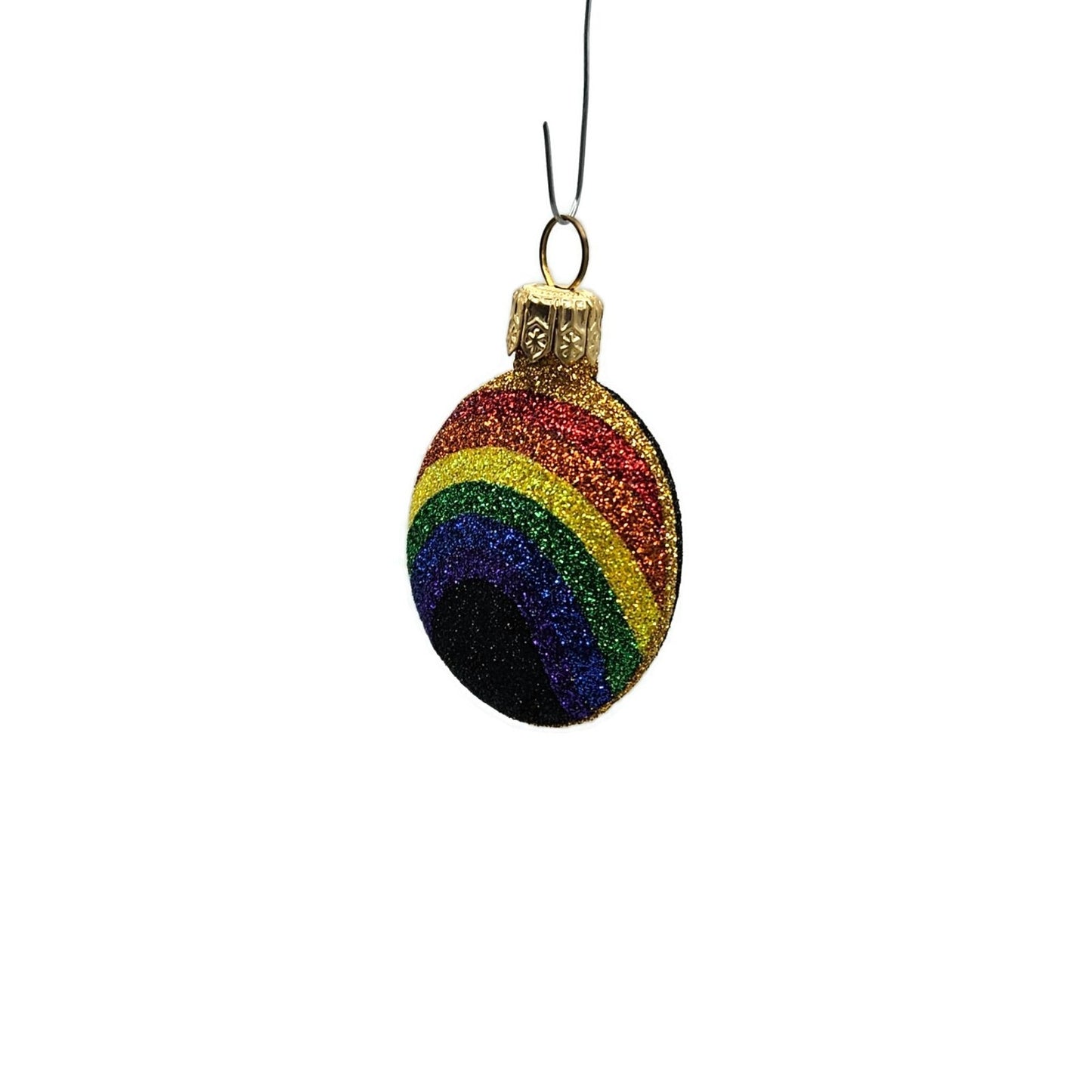 Patricia Breen Anniversary Medallion Black X Rainbow Christmas Holiday Ornament