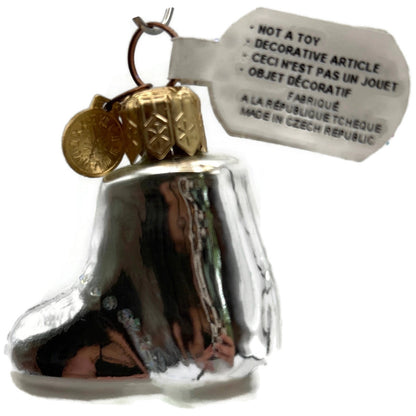 Department 56 Silver Glass Baby Shoe Boot Christmas Tree Ornament