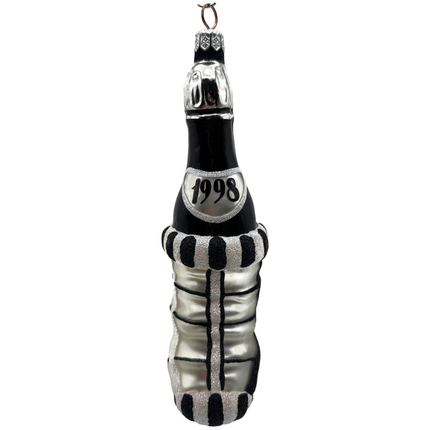 Patricia Breen Festive Stocking Black Silver Striped Christmas Tree Ornament NM