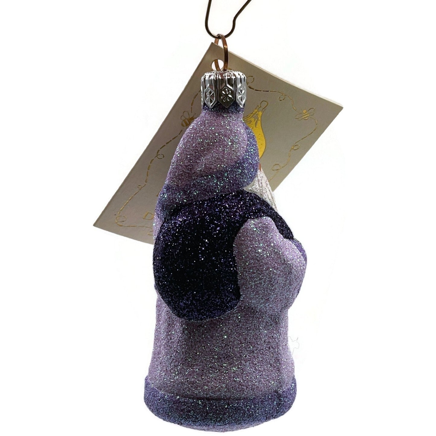 Patricia Breen Miniature Santa and Teddy Lavender Glittered Christmas Ornament