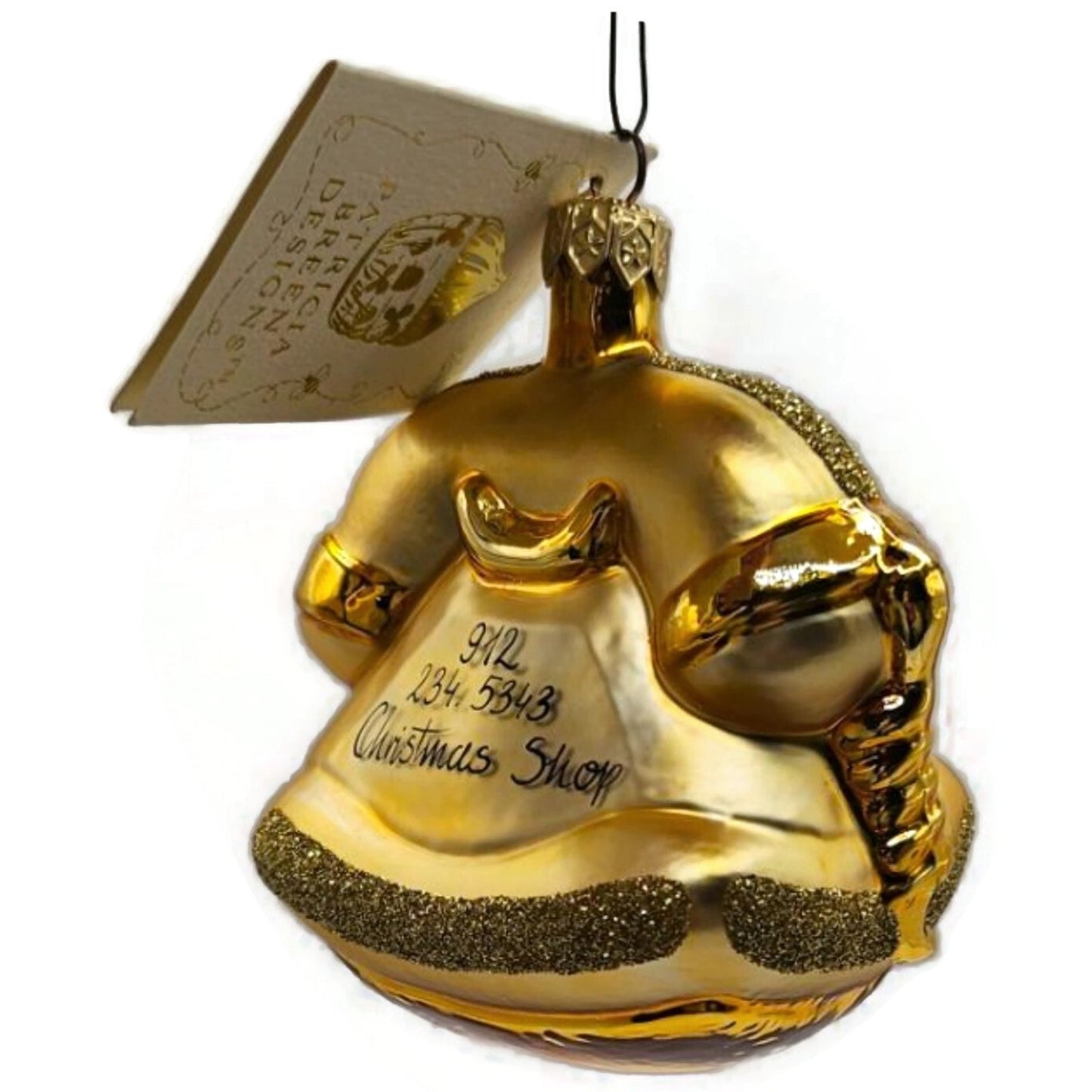 Patricia Breen Calling Anne Phone Gold Glittered Glass Christmas Tree Ornament