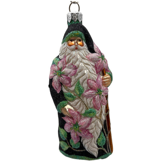 Patricia Breen Clematis Santa Black Pink Flowers Spring Christmas Tree Ornament