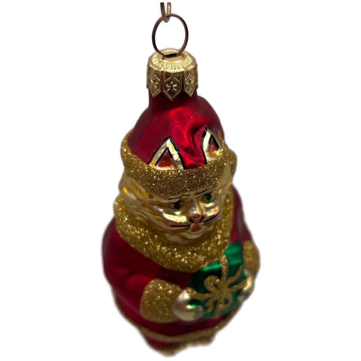 Patricia Breen Santa Paws Red Gold Trim Cat Animal Christmas Tree Ornament