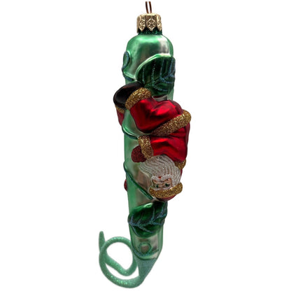 Patricia Breen Santa and the Beanstalk Red Green Matte Christmas Tree Ornament