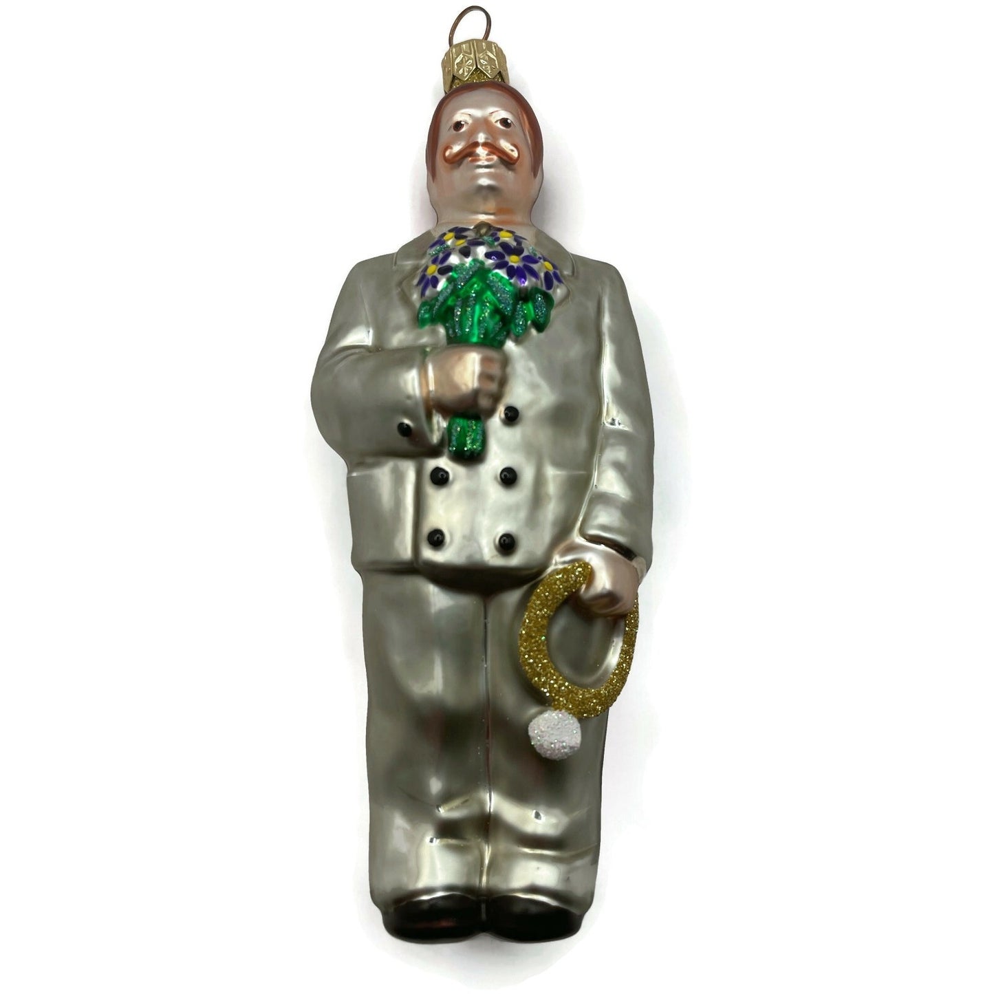 Patricia Breen Smitten Groom Blue Flowers Wedding Christmas Tree Ornament VTG