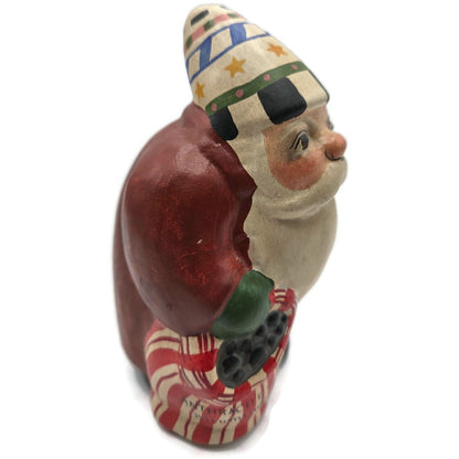 Vaillancourt Santa Switches Behind Back Chalkware Folk Art Christmas Figurine