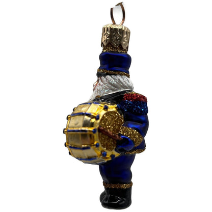 Patricia Breen Drummer Santa Claus Blue Gold Musical Christmas Tree Ornament
