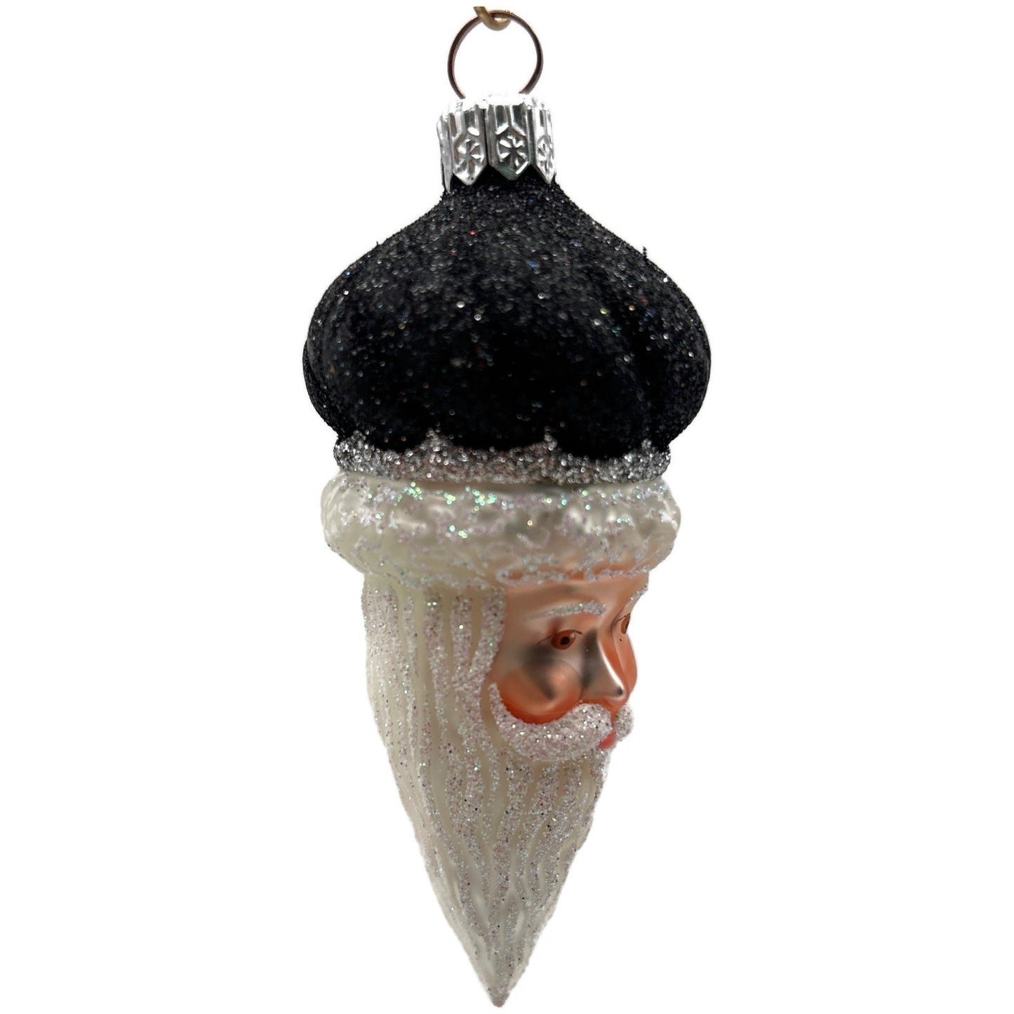Patricia Breen Miniature Minsk Santa Head Black Christmas Tree Ornament CATZ