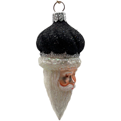 Patricia Breen Miniature Minsk Santa Head Black Christmas Tree Ornament CATZ