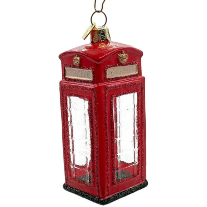 British Phone Booth Red Glass Kurt S Adler Noble Gems Christmas Tree Ornament