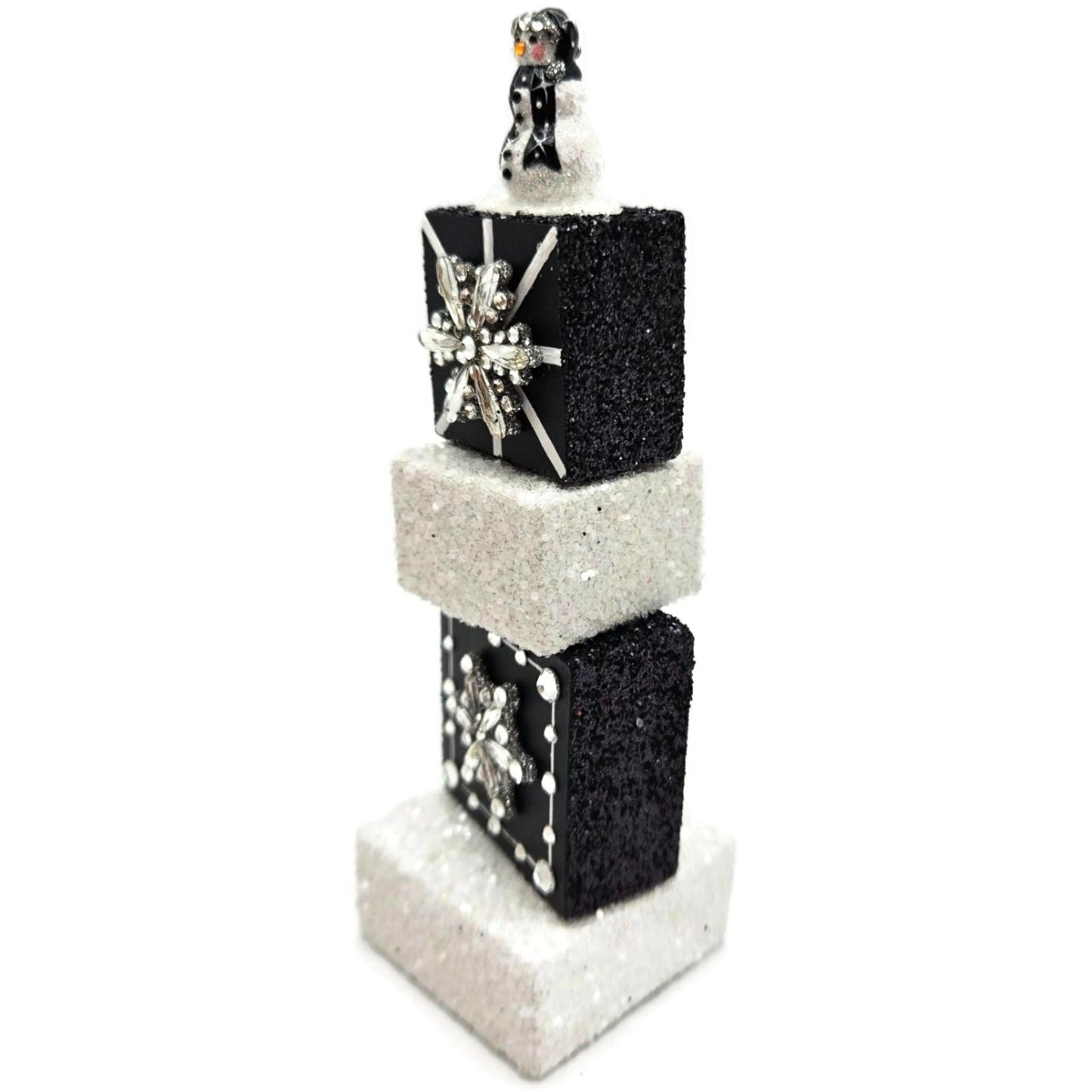 Patricia Breen Presenting Black Snowman Free Standing Christmas Ornament Blocks