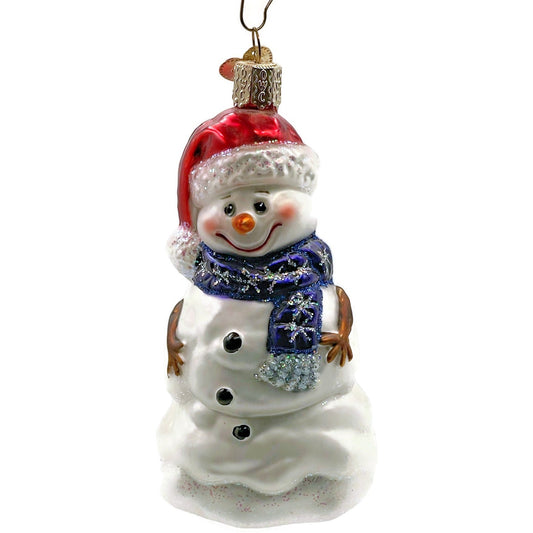 Happy Snowman Red Hat Blue Scarf Winter Old World Christmas Tree Ornament OWC