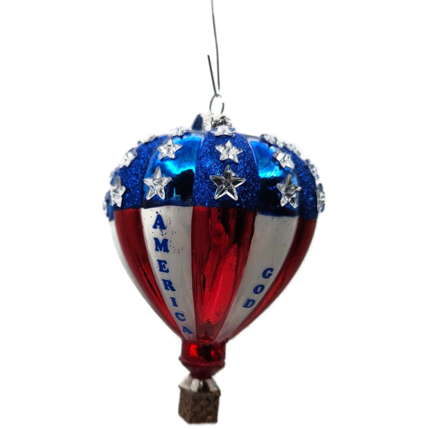 Patriotic Hot Air Balloon God Bless America Christmas Tree Ornament Kurt Adler