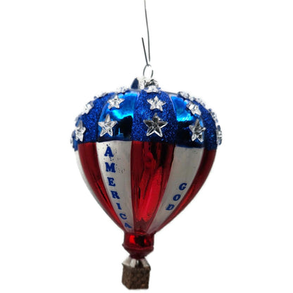 Patriotic Hot Air Balloon God Bless America Christmas Tree Ornament Kurt Adler