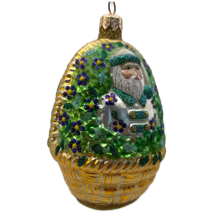 Patricia Breen Forget-Me-Not Santa Pearl Floral Basket Christmas Ornament