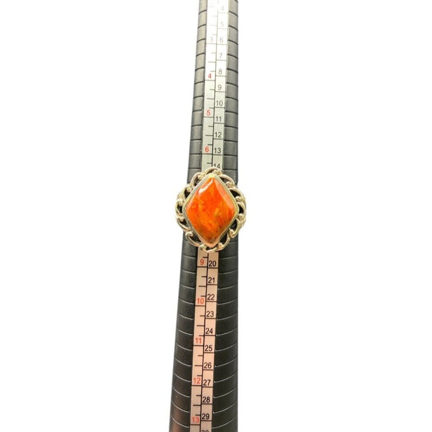 Orange Jasper Ring Gemstone 925 Sterling Silver Cocktail NK Thailand Size 8