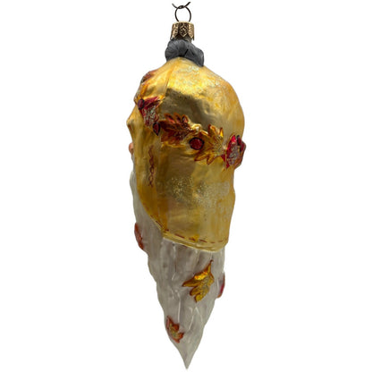 Christopher Radko Santa Cicle Glass Head Fall Leaves Christmas Ornament 997120