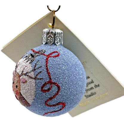 Patricia Breen Studio Gift Ball Blue Reindeer Christmas Tree Decor Ornament