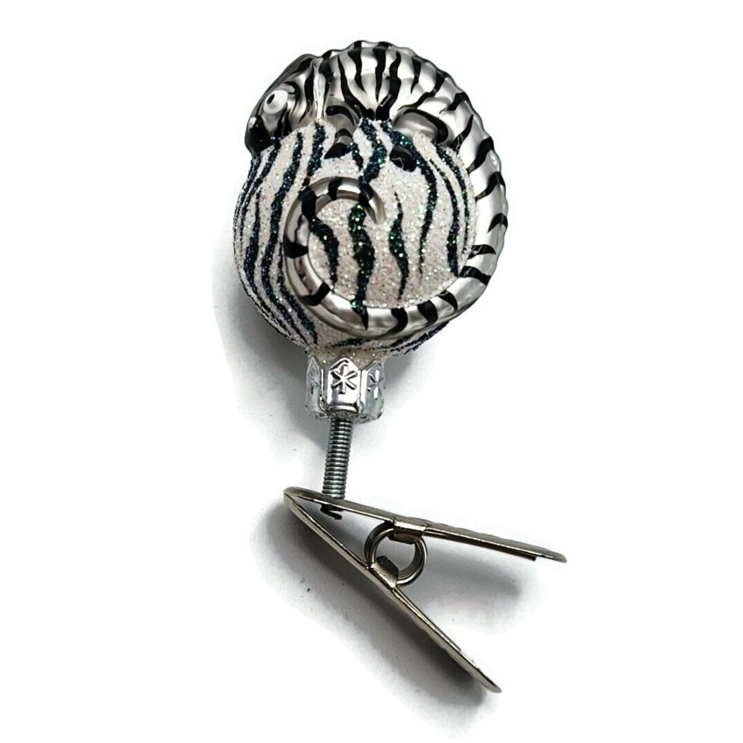 Patricia Breen Ultra Miniature Chameleon Zebra Clip On Christmas Tree Ornament