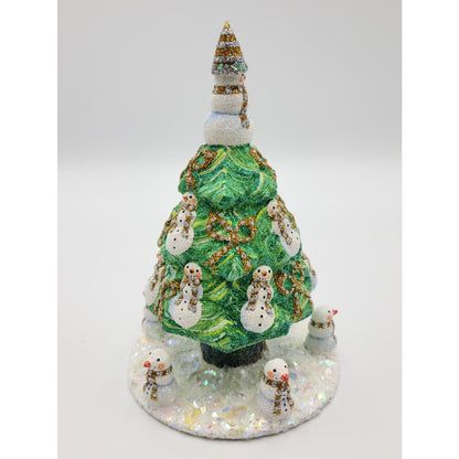 Patricia Breen Snowman Topiary Gold Silver Free Standing Christmas Tree Ornament