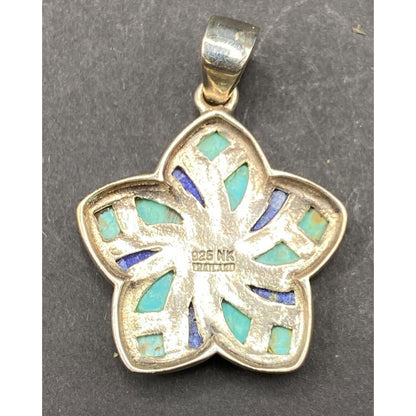 Turquoise Lapiz Lazuli Star Pendant Sterling Silver Blue Semi Precious Stone NK
